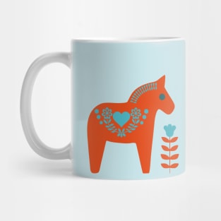 Scandinavian Folk Art dala Horses and Flowers Mug